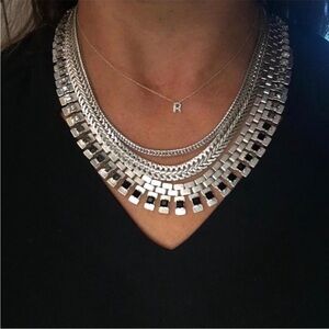 Stella & Dot Electra Silver Layered Statement Necklace